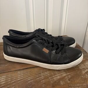 Anacapri Black Leather Sneakers US 8.5 EU 39 White Sole Lace Up Made In Brazil